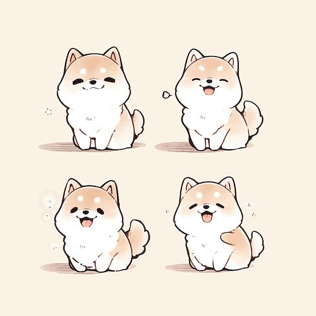 可爱卡通柴犬小狗插画矢量图设计素材