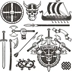 海盗主题矢量  - 源文件下载【酷图网】海盗头盔,牛角帽子,海盗,维京人标识,eps,ai,矢量,高清图片,素材,