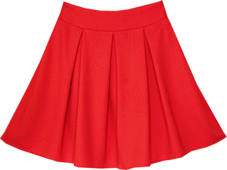 红色高腰抽褶短裙-最搭配