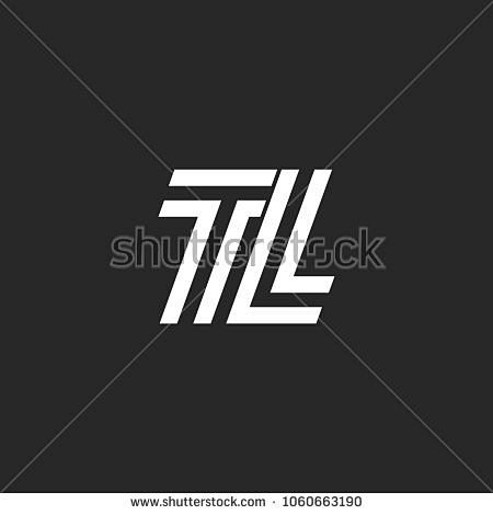 Logo TL会标字母标识，黑白平行线创...