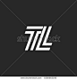 Logo TL会标字母标识，黑白平行线创意缩写LT，简单的两个字母T和L标志