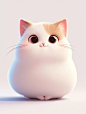 3D立体可爱卡通胖乎乎猫咪小猫动作表情插图绘画海报midjourney关键词咒语
