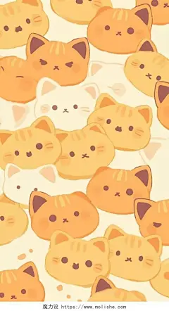 猫咪萌宠可爱卡通手机壁纸AI插画
