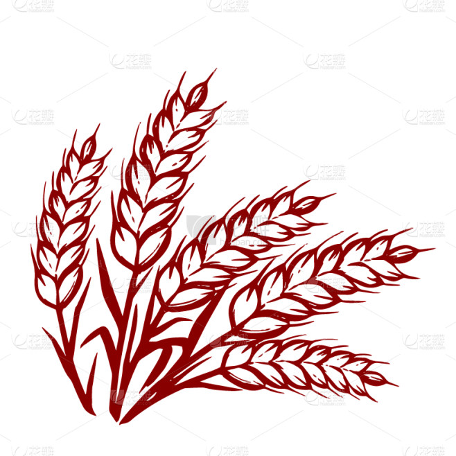 SVG-版画风人物元素贴纸-麦穗