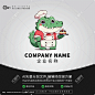 鳄鱼可爱卡通厨师形象LOGO