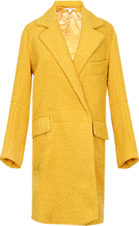黄色宽松大翻领设计羊毛大衣-最搭配