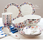 出口欧美骨瓷碗盘套装22头陶瓷碗碟整套欧式餐具丹麦蓝鱼瓷碗套具-淘宝网