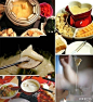 【奶酪火锅】——瑞士必尝的美食！和中国火锅很相似，只不过锅底是溶化了的奶酪，“涮”的菜点是面包、水果、蔬菜。