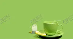 绿色茶杯壁纸 【酷图网】绿色,茶杯,壁纸,柠檬,茶包,小清新