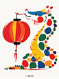 2025蛇年新年艺术感抽象插画拿着灯笼的小蛇 - 小红书