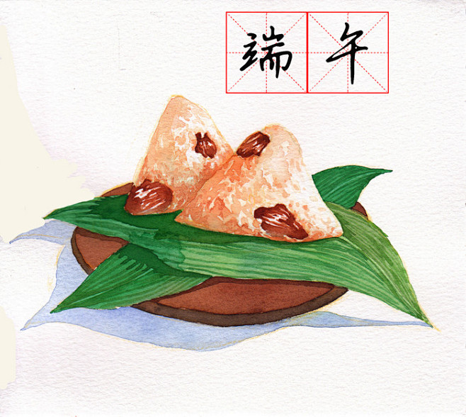 粽子节-sikadeer_水彩,端午,粽...