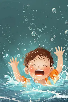 学校暑期安全插画儿童谨防溺水