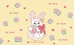 可爱兔子插画ipad壁纸 电脑壁纸   cr.邦妮兔BonnieBummy