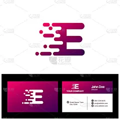 E字母标志模板，名片矢量模板插图设计
