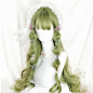 其中包括图片：Cosplay Wig+Cap Lolita 65CM Cyan Green Long Wavy Bangs Heat Resistant Hair Lady Halloween Cute Party Synthetic – buy at low prices in the Joom online store