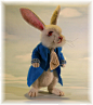 Wonderland The White Rabbit in a Blue Waistcoat Needle felted Storybook OOAK Doll