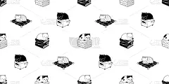毛巾,矢量,四方连续纹样,卡通,壁纸,背景,乱画,电饭锅,猫,枕头