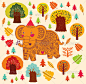 Vector Pattern with Elephant and Trees - Patterns Decorative