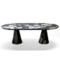 Meltingpot table double base black and ash made out of pressed recycled material by dirk vander kooij