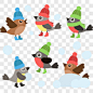 卡通矢量带帽子冬天的小鸟节日元素PNG图片➤来自 PNG搜索网 pngss.com 免费免扣png素材下载！
