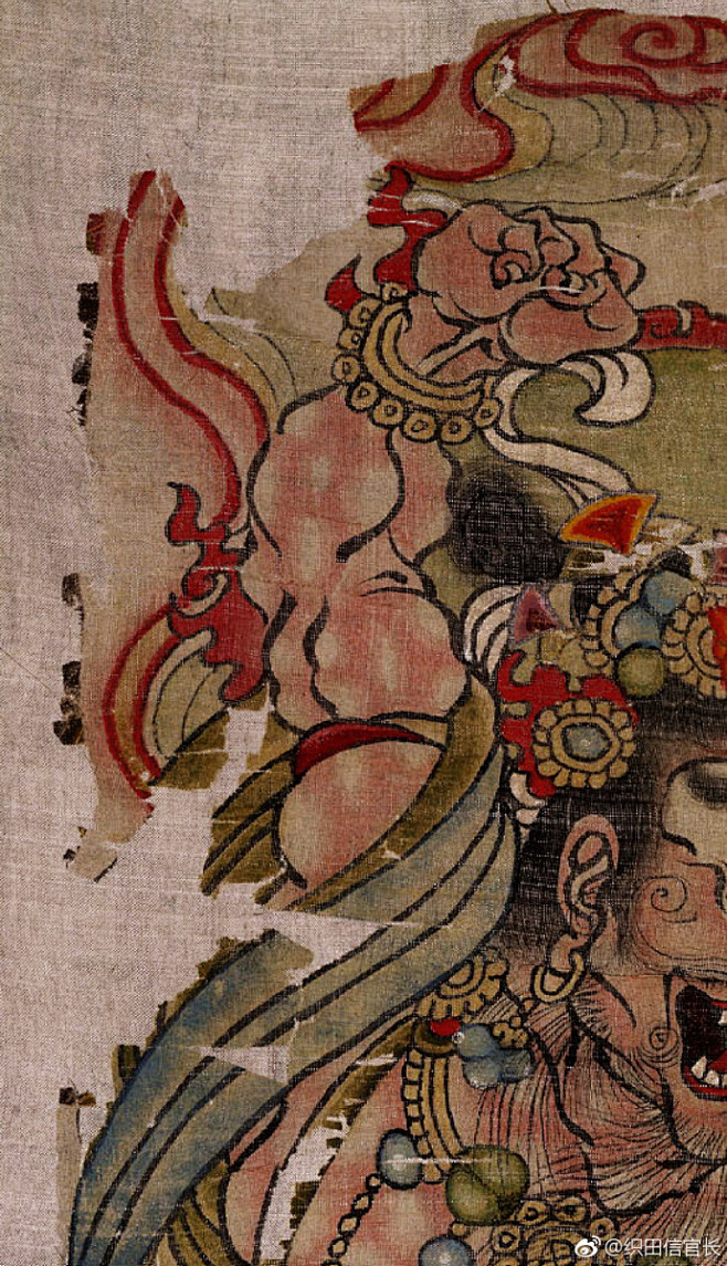 大英博物馆藏敦煌绢画中很著名的一幅力士像后世人物画很少有这样的