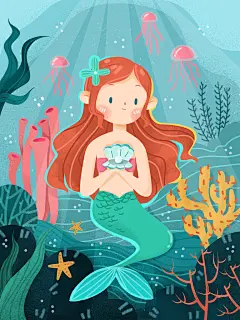 保护生态环境世界海洋日插画
