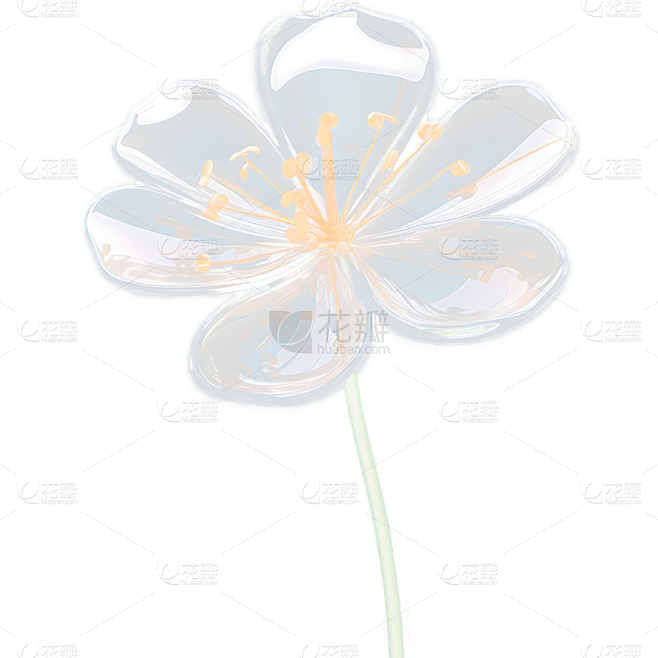 通用玻璃质感立体3D花朵花卉免抠元素
