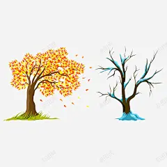 手绘秋天和冬天的树高清素材 手绘 树 背景 装饰 免抠png 设计图片 免费下载