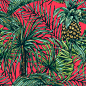 热带花卉植物火烈鸟鹦鹉菠萝棕榈树叶矢量高清PS素材EPS格式-淘宝网