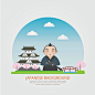 【矢量可下载】日本和风水彩水墨画海报樱花富士山风景背景EPS矢量设计素材