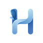 蓝色水纹字母字体H