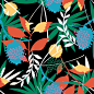 植物花卉热带雨林图案设计矢量图高清下载#印花# #背景图# #素材# #花纹图案# #数码印花# #高清花型##图案设计#