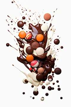 AI数字艺术巧克力飞溅摄影图