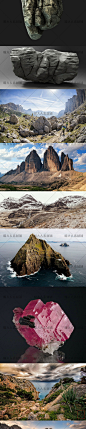 4000张 山石 岩石 石头matte painting 场景摄影参考原画美术素材-淘宝网