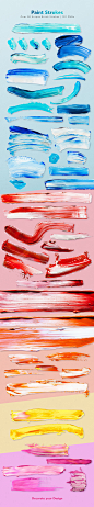 Let's Paint! Color Paint Strokes : Let's Paint is a modern collection of brush strokes and color created to help your designs stand out! Over 50 unique strokes carefully cut out to use in your next design project. Amazing in web design, flyers, packaging