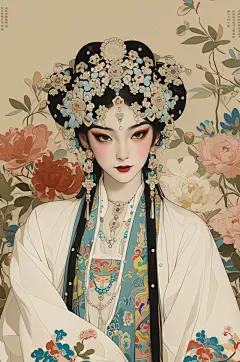 AI数字艺术京剧花旦人物插画-众图网