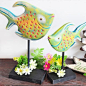 巴厘岛木雕彩绘热带鱼工艺品装饰 生日情侣礼物 家居饰品摆件