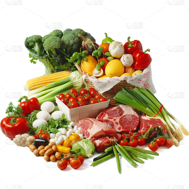 果蔬通用写实多品类蔬菜肉蛋奶组合