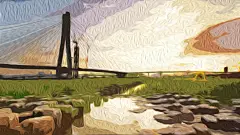 风光山川风景油画背景