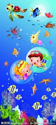 蓝色背景的海底世界