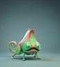 KaaM, Mickael Lelièvre : Kaam is a sort of chameleon, with some dog vibes . Sculpted Painted and concept directly in Zbrush.