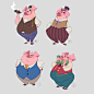 Mr Cash, the mayor, Martina Petrova : Concepts for a pig mayor character.