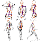 素材合集绘画专用人体解剖系列 296P 动作姿势骨架素描参考资料-淘宝网