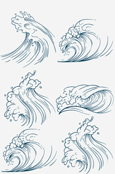 水浪怎么画简笔画图片图片