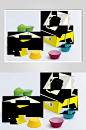黑色黄色糕点甜品包装样机-众图网