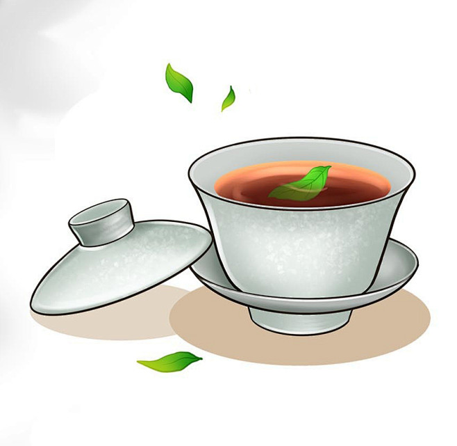 中国茶卡通国潮泡茶茶杯茶文化茶具元素插画