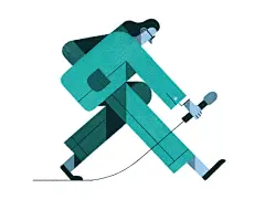 休息室法纹理扁平人物男子西装麦克风音乐复古图形插画