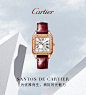 Cartier卡地亚Santos-Dumont系列腕表 玫瑰金钻石鳄鱼皮表带手表-tmall.com天猫