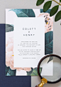 Vintage floral etchings paired with navy accents and contrasting typography adorn this botany-inspired wedding invitation suite. | Beauty | Beauty in details | Wedding | Celebration | Invitations | Wedding Invitations | #beauty #beautyindetails #wedding #