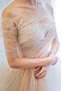 Off Shoulder Peach Wedding Dress by WeekendWeddingDress: